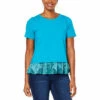Coupon 🧨 DG2 By Diane Gilman Short-Sleeve Jersey Knit Tee With Printed Peplum Teal ⌛