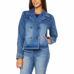 Outlet 😉 DG2 By Diane Gilman Virtual Stretch Denim Peacoat White 🧨