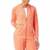 Budget 🎉 DG2 By Diane Gilman "DG Downtime" Terry Cloth Zip-Front Hoodie Coral 🔔