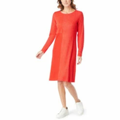 Hot Sale ✔️ DG2 By Diane Gilman Multi Rib Knit Long-Sleeve Midi 👗 Dress Black ⭐