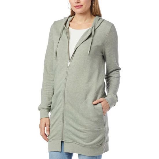 Coupon ๐งจ DG2 By Diane Gilman "DG Downtime" Elongated Zip Front Hoodie Moss ๐คฉ