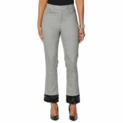 Coupon ⭐ DG2 By Diane Gilman Classic Stretch Straight-Leg Sequin Cuff Jean Indigo 😍