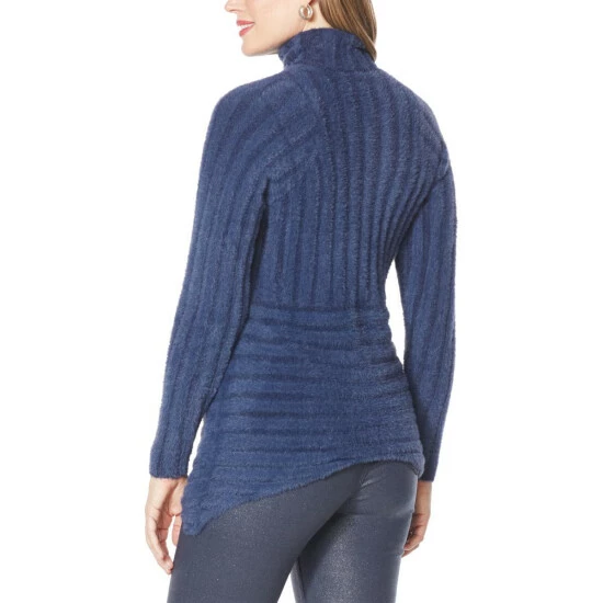 Coupon ⌛ DG2 By Diane Gilman Faux Mink Blend Sharkbite-Hem Sweater Ivory 🎁 - Image 3