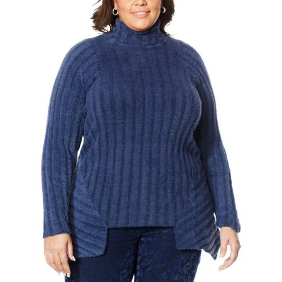 Coupon ⌛ DG2 By Diane Gilman Faux Mink Blend Sharkbite-Hem Sweater Ivory 🎁 - Image 6