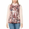 Outlet 🔔 DG2 By Diane Gilman Printed Sequin Turtleneck Swing Sweater Multi Floral 👏