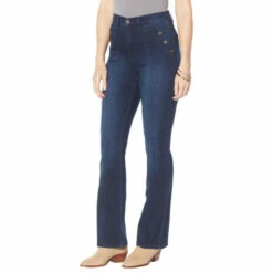 Best Pirce 🌟 DG2 By Diane Gilman Virtual Stretch Button Pocket Bootcut Jean Gray 🌟