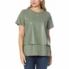 Outlet 💯 DG2 By Diane Gilman Faux Leather Front Double Layer Easy Top Gray ✔️