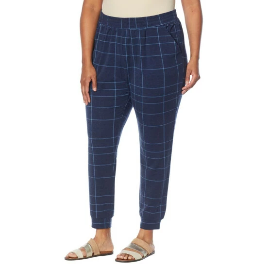 Wholesale 😀 DG2 By Diane Gilman "DG Downtime" Plaid French Terry Jogger Gray 🔥 - Image 2