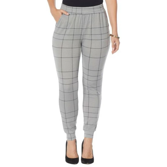 Wholesale 😀 DG2 By Diane Gilman "DG Downtime" Plaid French Terry Jogger Gray 🔥 - Image 4
