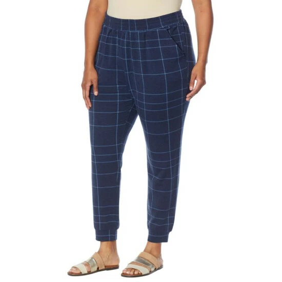 Wholesale 😀 DG2 By Diane Gilman "DG Downtime" Plaid French Terry Jogger Gray 🔥 - Image 5