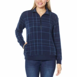 Best Pirce 🎁 DG2 By Diane Gilman "DG Downtime" Printed French Terry Sweatshirt Navy 🛒