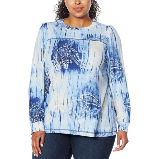 Buy ✔️ DG2 By Diane Gilman "DG Downtime" French Terry Puff-Sleeve Sweatshirt Raspberry 🔔 - Image 2