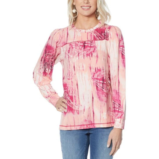 Buy ✔️ DG2 By Diane Gilman "DG Downtime" French Terry Puff-Sleeve Sweatshirt Raspberry 🔔 - Image 4