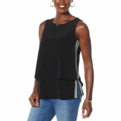 Best reviews of 😍 DG2 By Diane Gilman Side Stripe Easy Tank Ivory 🤩