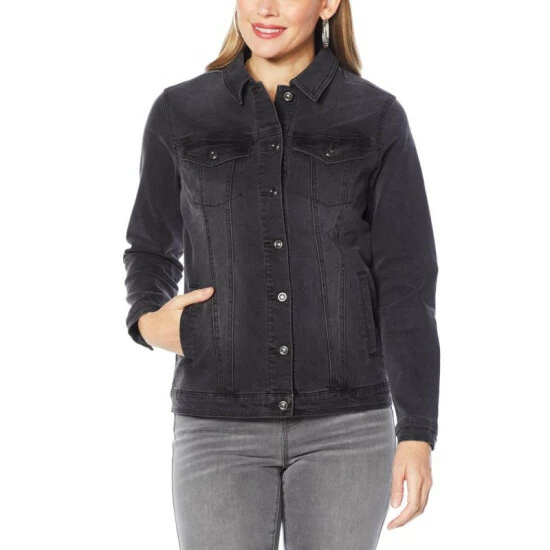Cheap 🛒 DG2 By Diane Gilman Classic Stretch Piece Yoke Denim Jacket Indigo 👍 - Image 6
