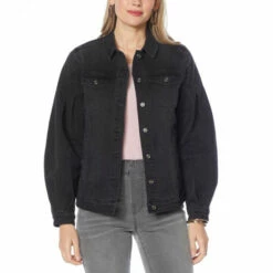 Best Pirce 🥰 DG2 By Diane Gilman Infinity Stretch Lantern-Sleeve Denim Jacket Walnut 🌟