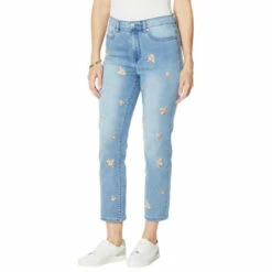 Wholesale 💯 DG2 By Diane Gilman Embroidered Straight Cropped Jean Sage 😉