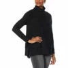 Cheapest ✔️ DG2 By Diane Gilman Double Layer Sharkbite-Hem Easy Turtleneck Top Black ✔️