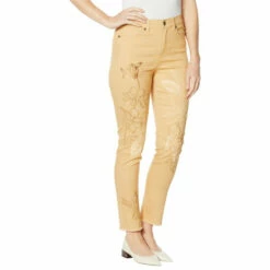 Hot Sale 🥰 DG2 By Diane Gilman Classic Stretch Embroidered Skinny Ankle Jean Sage 🔥