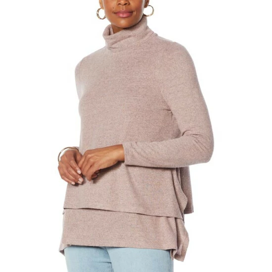 Cheapest ✔️ DG2 By Diane Gilman Double Layer Sharkbite-Hem Easy Turtleneck Top Black ✔️ - Image 5