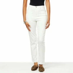 Best deal 🛒 "As Is" DG2 By Diane Gilman New Classic Stretch Straight-Leg Ankle Jean Cherry 🎉