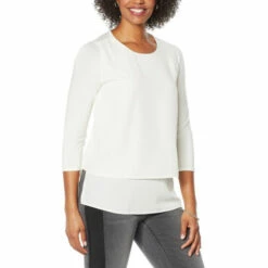 Flash Sale 💯 DG2 By Diane Gilman 3/4-Sleeve Easy Top Ivory 🧨