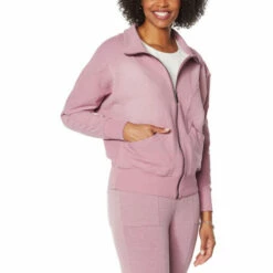 Cheapest 🔥 "As Is" DG2 By Diane Gilman "DG Downtime" Knit Flex Zip-Up Track Jacket Amethyst 😍