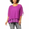 Deals 🌟 "As Is" DG2 By Diane Gilman Pleat Underlayer Combo Easy Poncho Top Purple 🛒