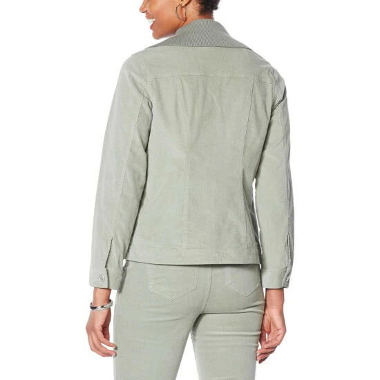 Brand new 🎉 "As Is" DG2 By Diane Gilman Stretch Corduroy Button-Front Jacket Black 🥰 - Image 3