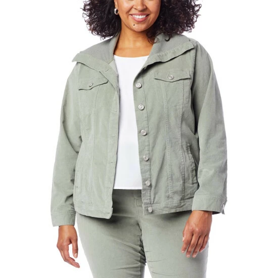 Brand new 🎉 "As Is" DG2 By Diane Gilman Stretch Corduroy Button-Front Jacket Black 🥰 - Image 5