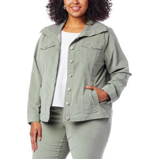 Brand new 🎉 "As Is" DG2 By Diane Gilman Stretch Corduroy Button-Front Jacket Black 🥰 - Image 8