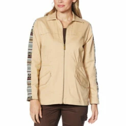 Top 10 👍 "As Is" DG2 By Diane Gilman Brushed Sateen Dream Anorak Jacket Taupe ✨