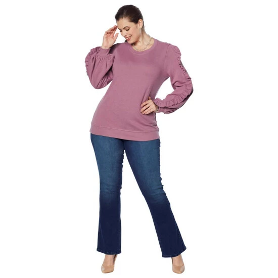 Brand new ๐ DG2 By Diane Gilman Ruffle Bishop-Sleeve Sweatshirt ๐ฅ - Image 3