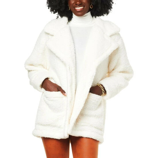 Outlet 👍 "As Is" DG2 By Diane Gilman Sherpa Knit Button-Front 🧥 Coat ✔️