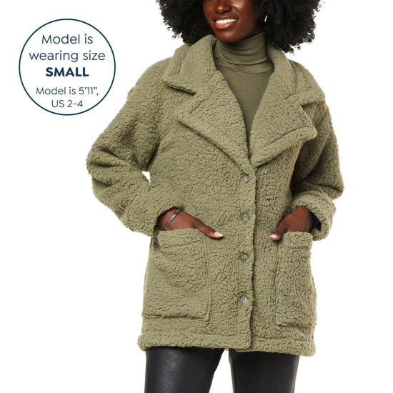 Outlet 👍 "As Is" DG2 By Diane Gilman Sherpa Knit Button-Front 🧥 Coat ✔️ - Image 2