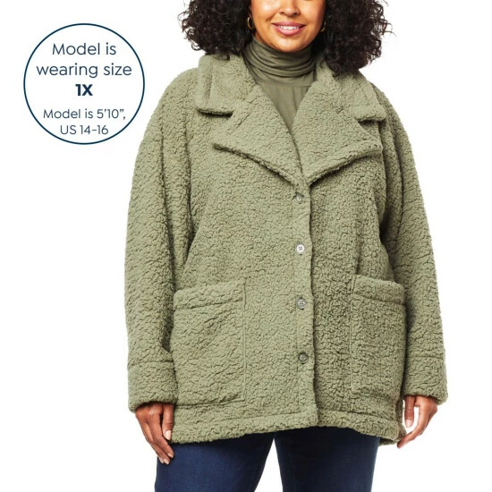 Outlet 👍 "As Is" DG2 By Diane Gilman Sherpa Knit Button-Front 🧥 Coat ✔️ - Image 5