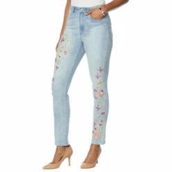 Coupon 😀 "As Is" DG2 By Diane Gilman Embellished Classic Stretch Legacy Skinny Jean 🔔