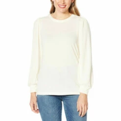 Best reviews of 🧨 "As Is" DG2 By Diane Gilman Brushed Jersey Knit Puff-Sleeve Top ⭐