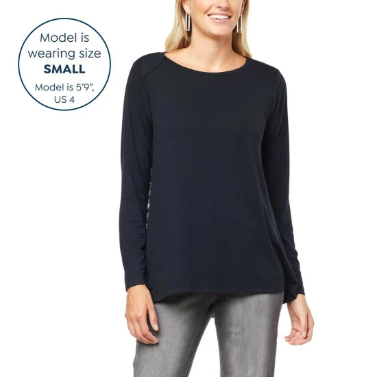 Best reviews of ๐ "As Is" DG2 By Diane Gilman Printed Back Hi-Low Hem Combo Top ๐ - Image 4