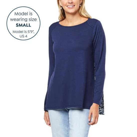 Best reviews of ๐ "As Is" DG2 By Diane Gilman Printed Back Hi-Low Hem Combo Top ๐ - Image 8