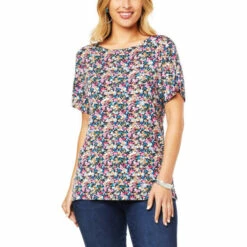 Best deal 🎁 "As Is" DG2 By Diane Gilman Printed Jersey Knit Dolman-Sleeve Top 🥰