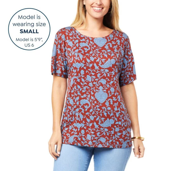 Best deal 🎁 "As Is" DG2 By Diane Gilman Printed Jersey Knit Dolman-Sleeve Top 🥰 - Image 6
