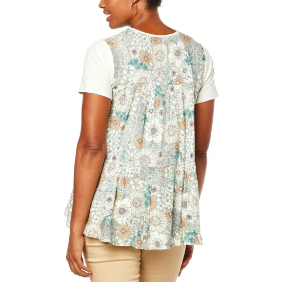 Cheap 👍 "As Is" DG2 By Diane Gilman Swing-Hem Print Back Tee ✔️ - Image 2