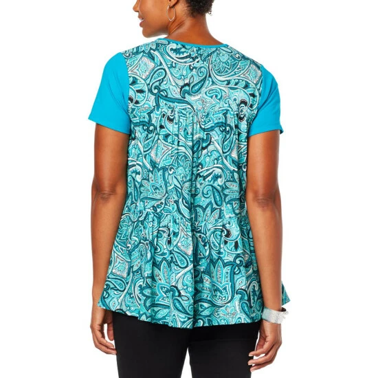 Cheap 👍 "As Is" DG2 By Diane Gilman Swing-Hem Print Back Tee ✔️ - Image 4