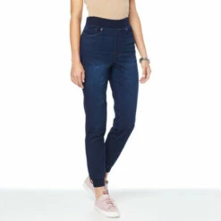 Cheap 🧨 DG2 By Diane Gilman Super Stretch Knit Denim Pull-On Jogger Black 🥰