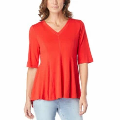 Cheap 🔔 "As Is" DG2 By Diane Gilman Everyday Jersey Seamed Hi-Low Swing Hem Top 👍