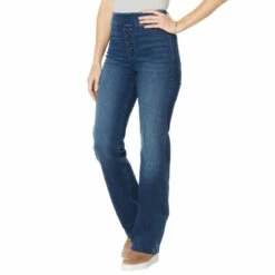 Wholesale 😀 DG2 By Diane Gilman "As Is" DG2 Classic Stretch Pull-On Faux Button-Front Trouser Jean 😍