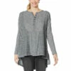 Buy 🛒 "As Is" DG2 By Diane Gilman Oversized Mixed Media Henley Top ❤️