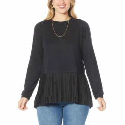 Buy 😀 DG2 By Diane Gilman Combo Pleated Peplum Top Gray 😍