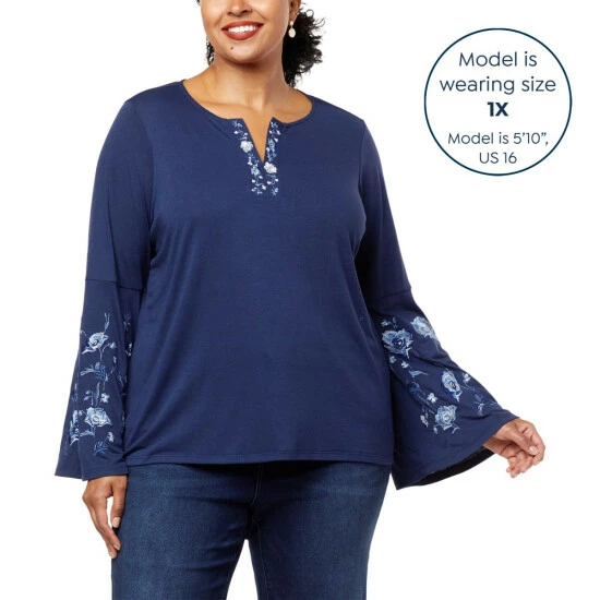 Deals 🎉 "As Is" DG2 By Diane Gilman Embroidered Flare-Sleeve Knit Top 😀 - Image 7